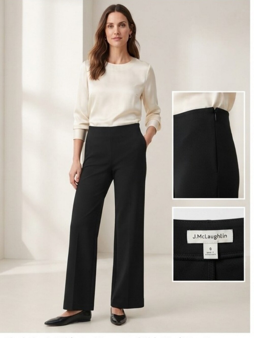J Mclaughlin Black Flat Front/Side zipper Pants